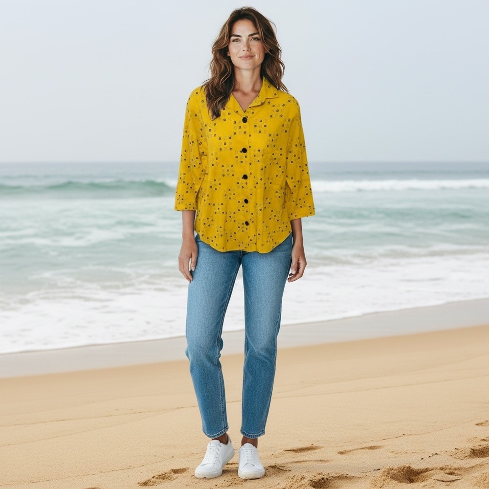 Yellow Polka Dot Women's Blouse